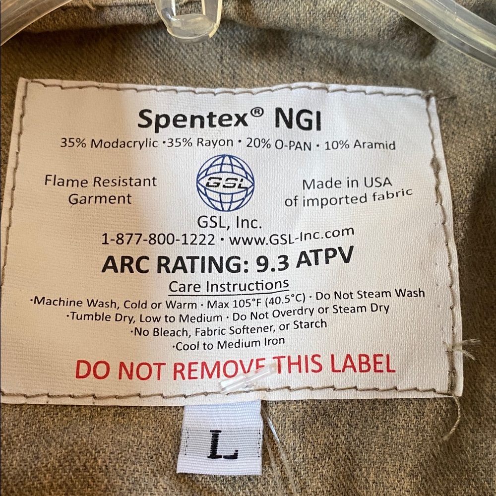 Spentex Flame Resistant Work Shirt FR Button Down Khaki Taupe Long Sleeve L - Picture 4 of 8
